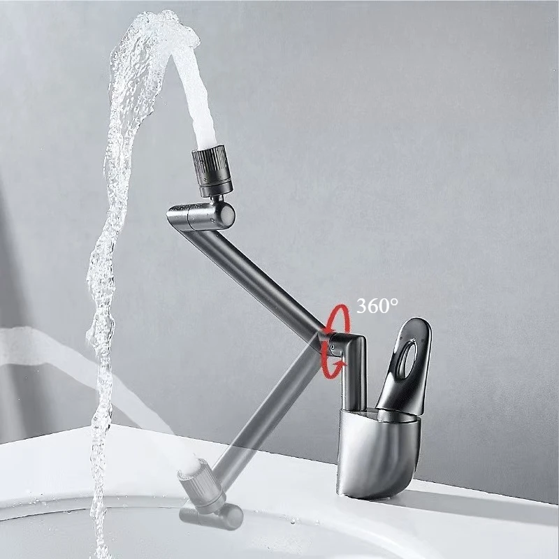 Bathroom washbasin faucet, can rotate brass hot and cold washbasin faucet from multiple angles