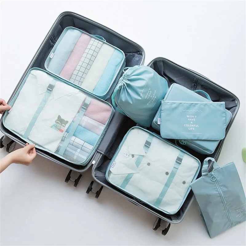 7pcs/set Travel Packing Bag Travel Luggage Clothing Underwear Storage Bags