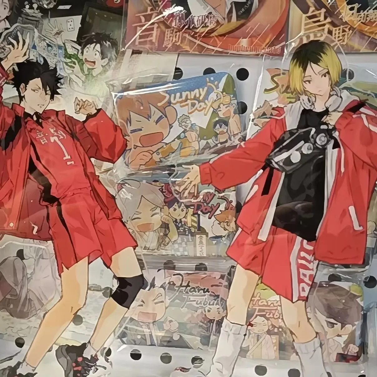 하이큐!! 아크릴 양면 이중층 스탠딩 사인 '외로운 발톱 연마, 검은 꼬리 철랑' 데스크탑 장식