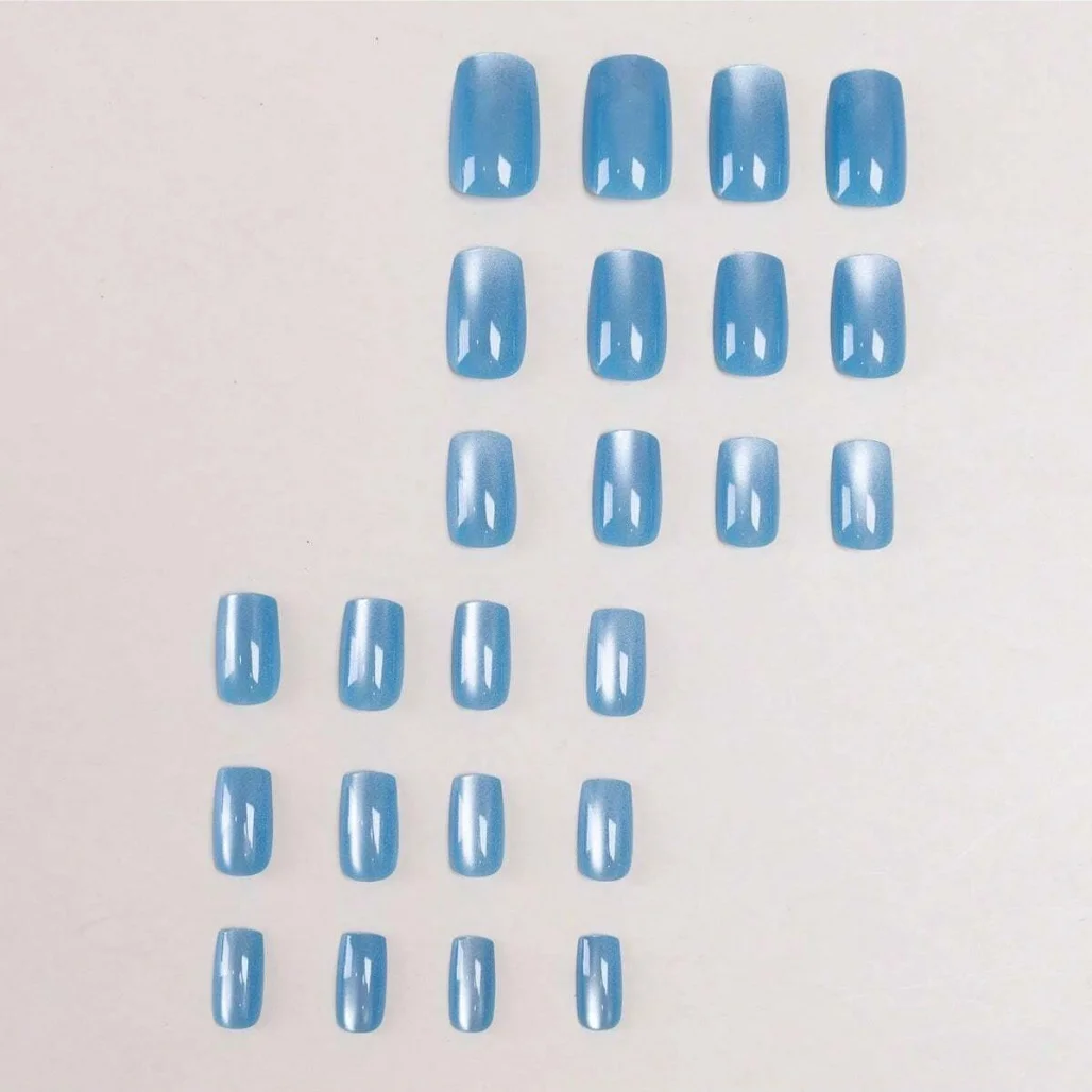 Cat Eye Press On Nails, Shell Elegante minimalistische Maniküre, abnehmbare falsche Nagelspitzen und Aufkleber