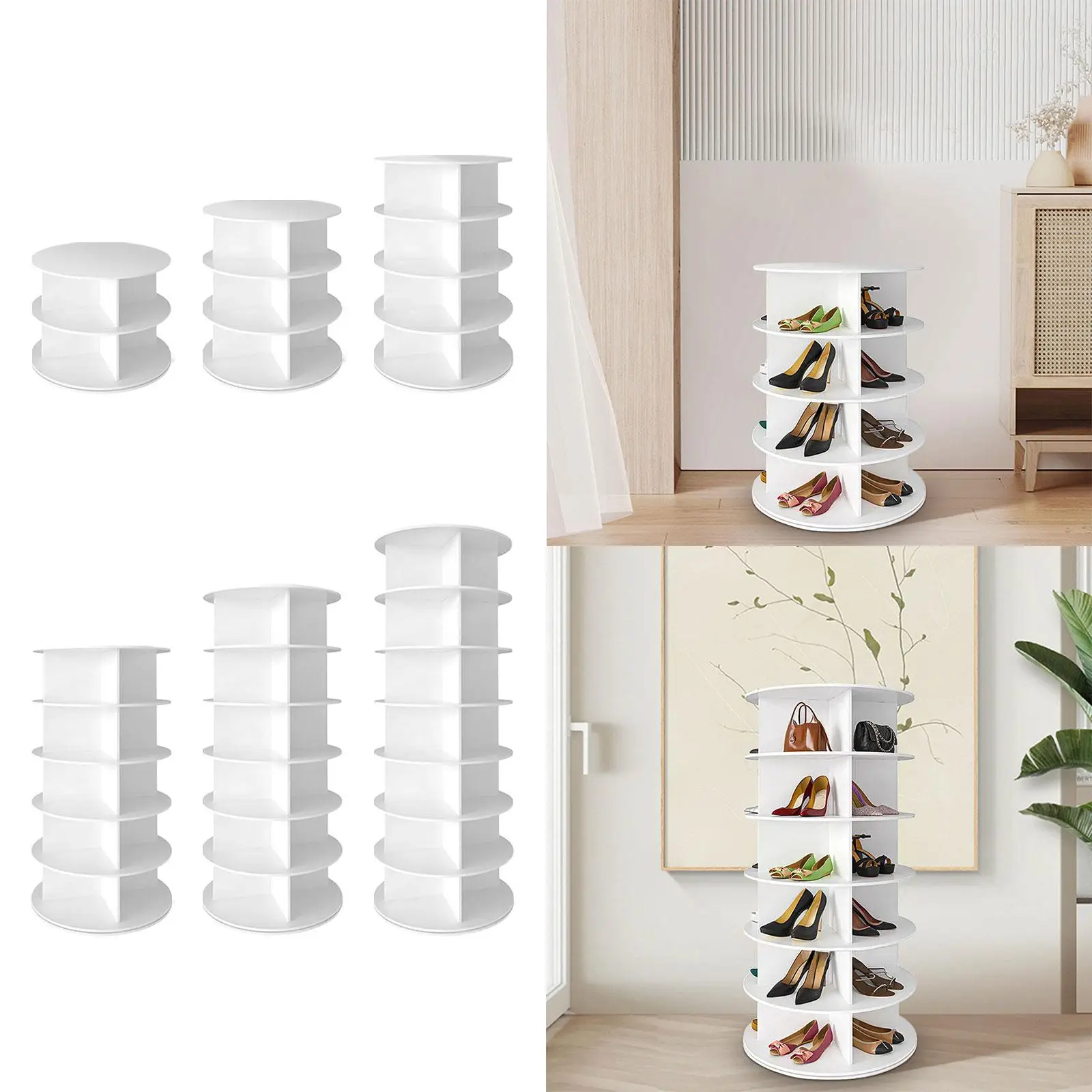 Rotating Shoe Rack Storage Tower Vertical Handbag Rotate Shoes Closet Organization Spinning Shoe Display Lazy Susan for Bedroom