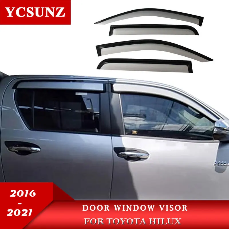 

4x2 Window Rain Guard Car Wind Deflectors Accessories For Toyota Hilux Revo Rocco 2016 2017 2018 2019 2020 2021 4x4 Invicible