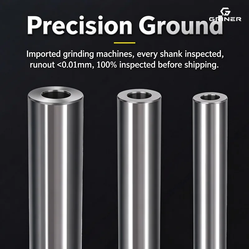 GRINER Solid Carbide Anti-Vibration Milling Shank Internal Thread Locking Milling Cutter Holder Extended Length Boring Bar for C