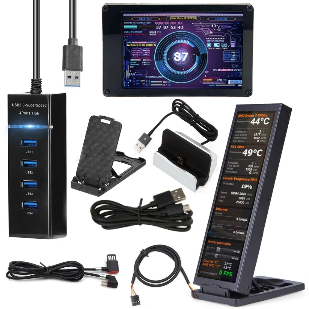 

Dual USB Type-C Secondary Screen LCD Monitor CPU GPU RAM HDD DIY Computer 7.9 Inch IPS for PC Mini ITX Case for Freely AIDA64