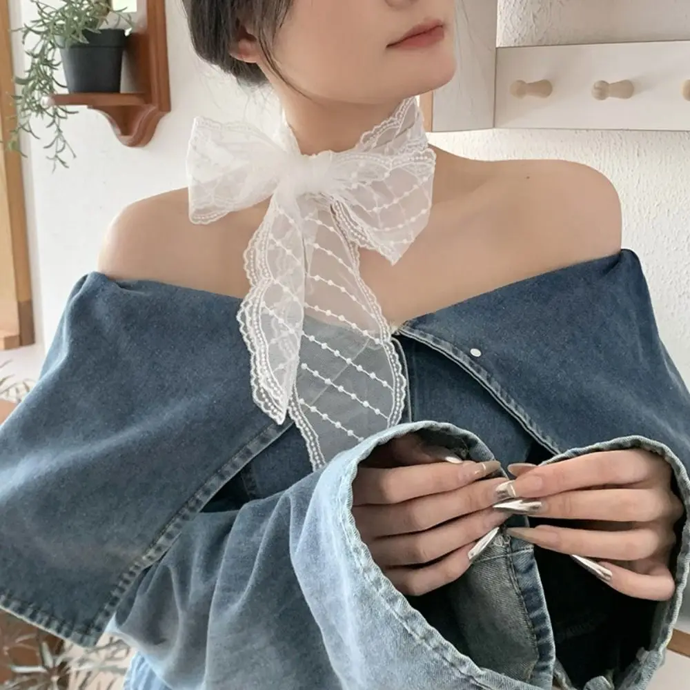 

Vintage Pastoral Style Lace Hair Band Soft Wrap Elegant Lace Scarf Adjustable Turban Accessories Ribbon Hair Strap Wedding