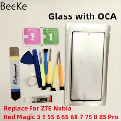 Front Glass Touch Screen + OCA For ZTE Nubia Red Magic 3 5 6 6R 7 8 9 9S 10 10S 11 Pro Plus Outer LCD Display Lens Replace Kits