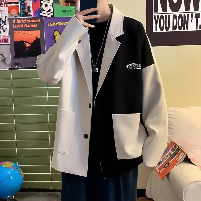 

Teenager College Style Splicing Niche Design Feel Handsome and Personalized Suit