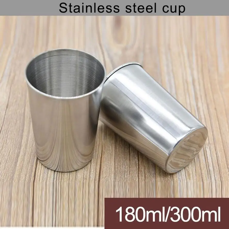 180ml/300ml Stainless Steel Drinking Cup Portable Metal Mug For Water Coffee Tea Beer Kitchen Camping Outdoor Daily Use
