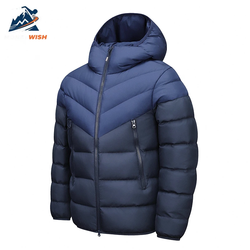 

MONEYWISH хлопковая куртка с капюшоном, модная хлопковая толстая морозостойкая теплая куртка с цветными блоками, уличная повседневная зимняя одежда, хлопковая куртка