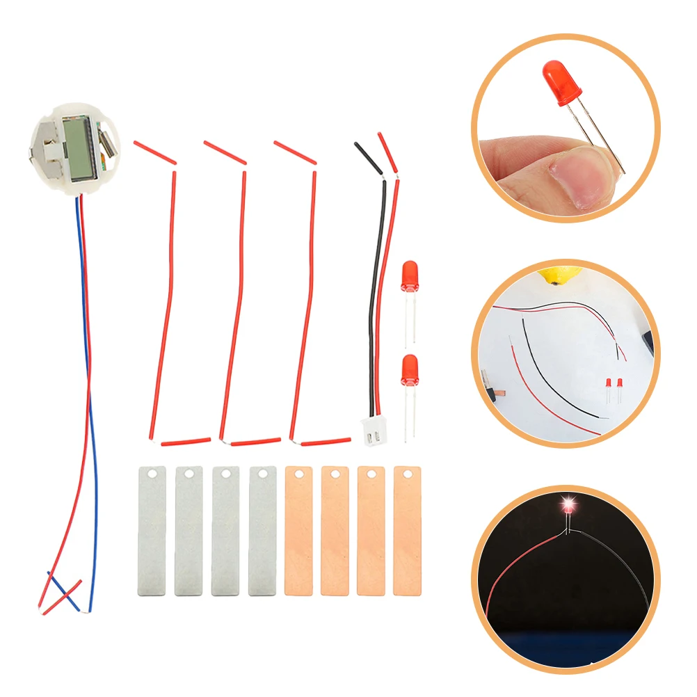 

Fruit Experiment Device 3 Sets DIY Science Toys Copper Zinc Sheets Student Physics Kits Electronic Clock Toy Educational