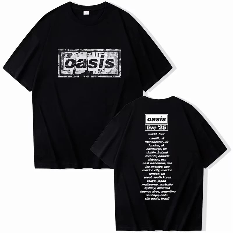 Camiseta Oasis Reunion Tour 2026 para hombre y mujer, camiseta Harajuku con cuello redondo Oasis Live 25 Tour Merch, camiseta de moda, regalo para fanáticos