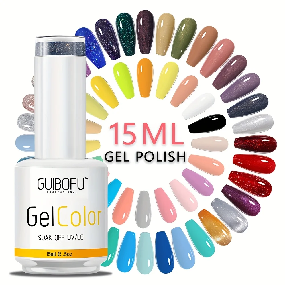 6-teiliges Set 15 ml 120 Color Series Shine Finish SemiPermanent Glitter Pailletten Nagellack Set Kit Soak Off Uv Lack Nail Art