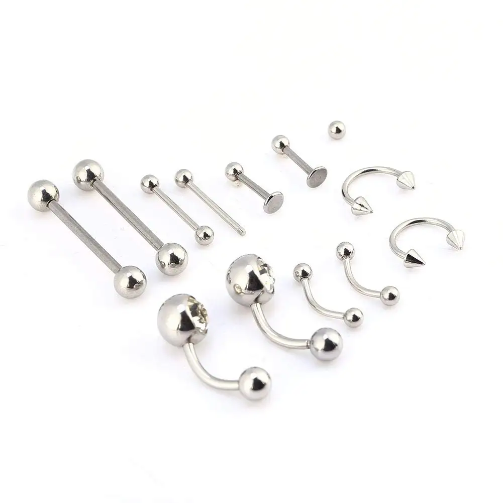 Set da 20 pezzi Set di gioielli per Piercing per il corpo Kit per Piercing naso setto orecchio cartilagine labbro pancia ombelico Tragus sopracciglio strumento per Kit autoperforante