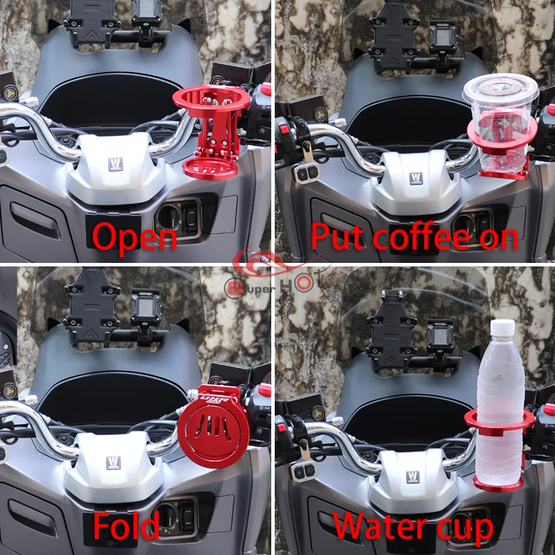 Motorcycle Accessories CNC Aluminium Folding Beverage Pad Drink Cup Bottle Stand Holder for HAOJUE UHR150 UHR125 UHR 150 125