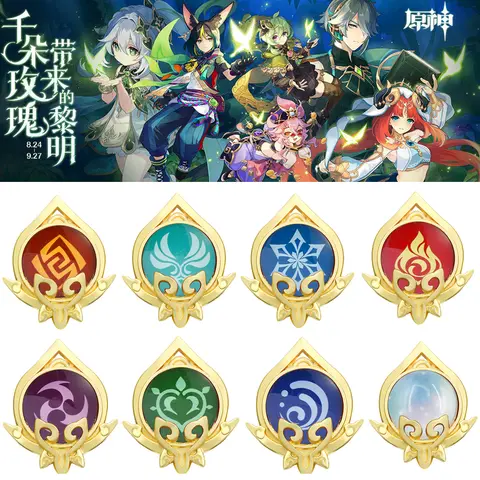 Genshin Impact Sumeru Pins Brooch Vision Lnazuma Tighnari Collei Dori Nilou 7 Element Weapons Eye Of Original God Badge Lapel