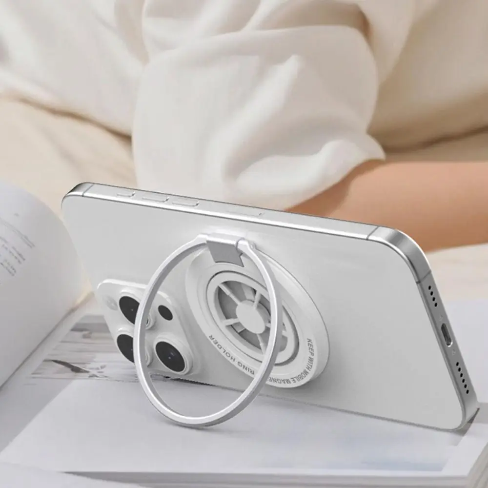 

Новый магнитный кольцевой держатель для телефона, складная двусторонняя подставка для сотового телефона 360° ° Вращающаяся металлическая подставка для телефона MagSafe