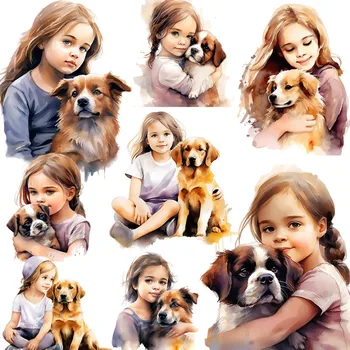 여아 및 강아지 스티커 공예 및 스크랩북 스티커, 어린이 장난감 책 장식 스티커, DIY 문구 