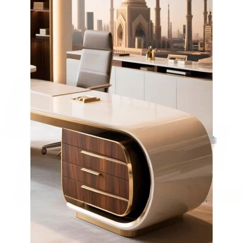 

Modern light luxury desk, curved desk, special-shaped