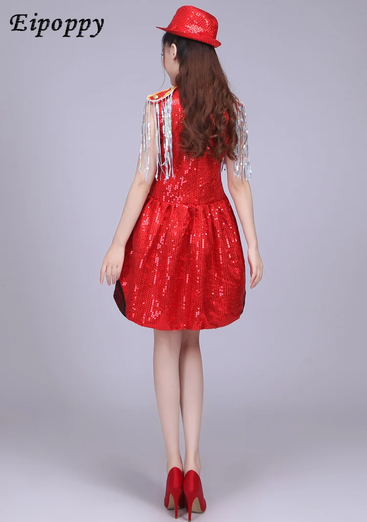 ชุดเต้นรำสมัยใหม่ปักเลื่อมชุดกระโปรงของผู้หญิงชุดเต้นรำแจ๊สสำหรับแฟชั่นผู้ใหญ่เวทีไนท์คลับ