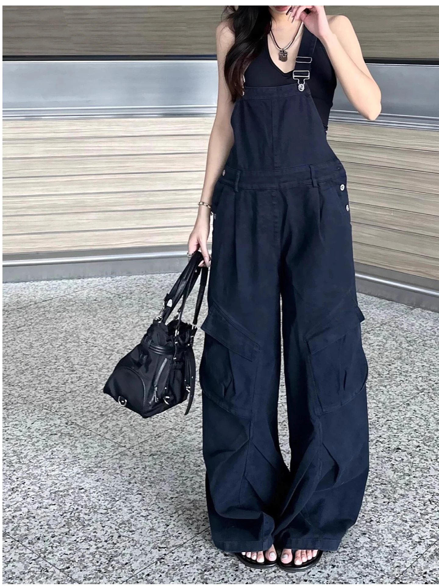 

Американская рабочая одежда в стиле ретро, женские джинсовые комбинезоны, свободные широкие брюки, джинсы с высокой талией, повседневные, удобные, модные