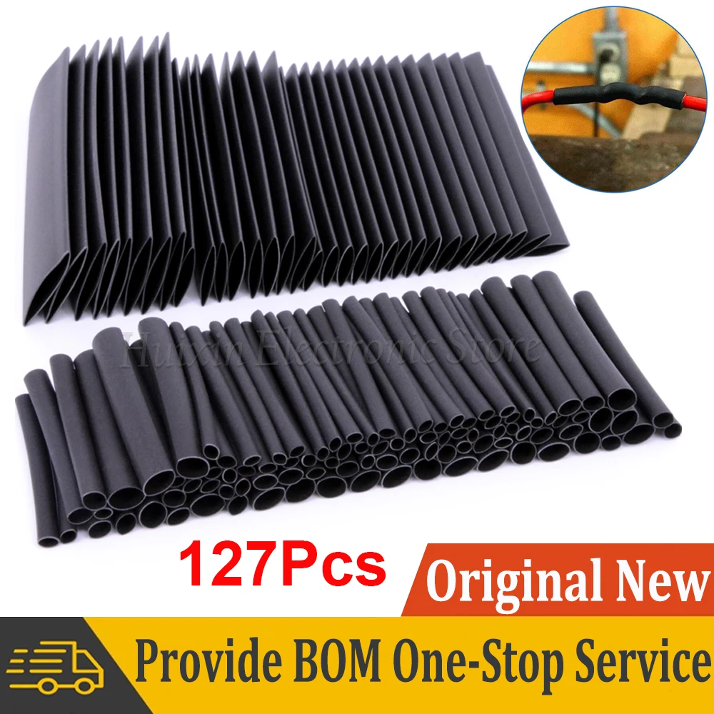127 Pcs Heat Shrink Sleeving Tube Tube Assortment Kit Electrical Shrinkage Connection Electrical Wire 2:1 Wrap Cable Waterproof