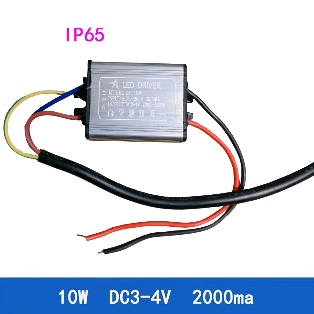

Светодиодный драйвер ZX-10W Адаптер-трансформатор AC85V-265V DC3-4V 2000mA Водонепроницаемый источник питания IP65 для точечного освещения