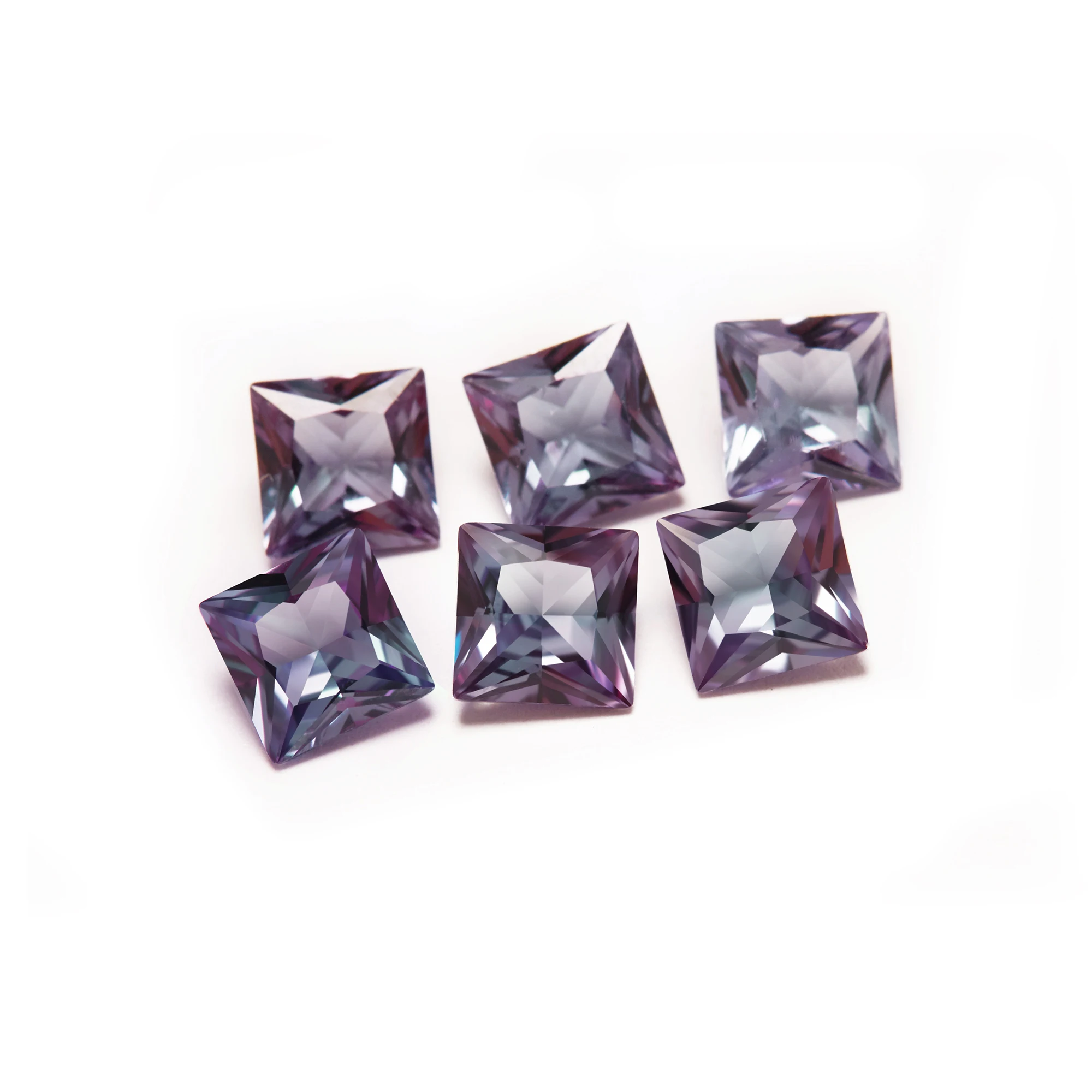 1Pcs 6MM Simulated Alexandrite Princess Cut Square Faceted Stone,Color Change Stone,June Birthstone,Loose Stone 4140030