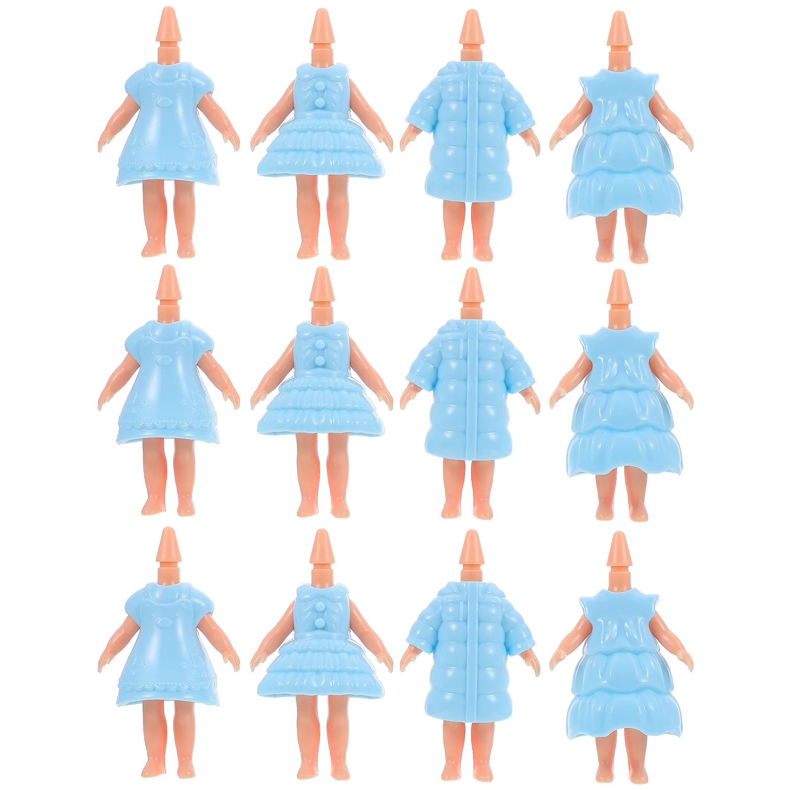 

12 Pcs Mini Action Figures Body Costume for Kids Dolls Accessories Girl Blue Princess