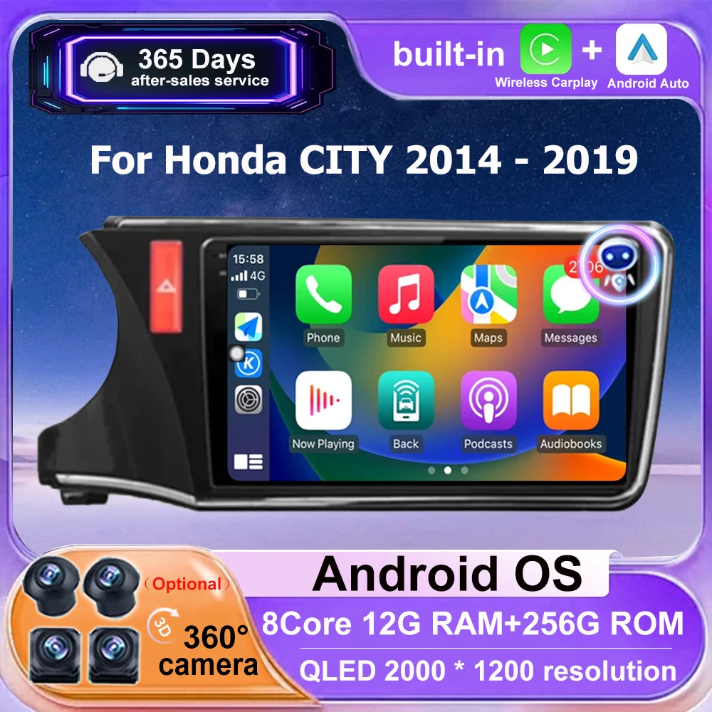 

10 дюймов Android Auto для Honda CITY 2014-2016 2017 2018 2019 LHD Автомобильный радиоприемник Мультимедийный видеоплеер Инструменты для GPS-навигации BT Carplay