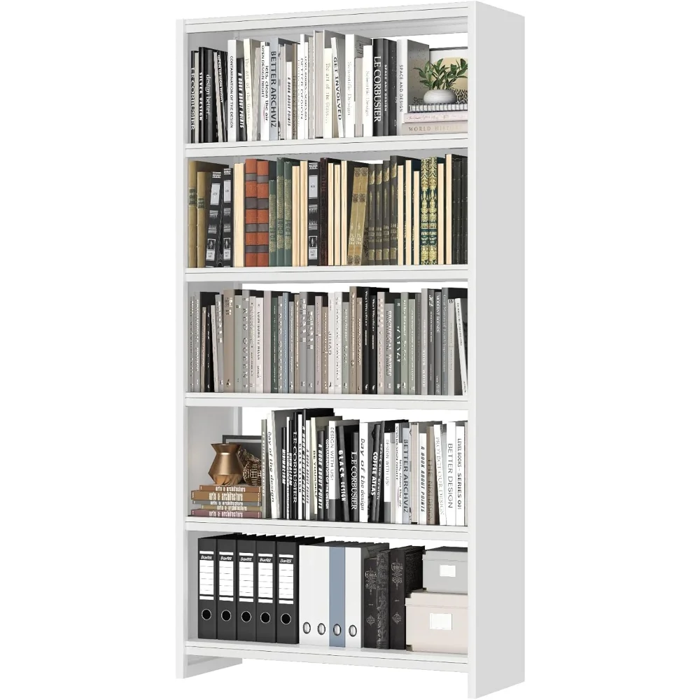 

69" Tall Bookcase, 5-Tier Wide Bookshelf, Library Book Case with Display Shelf, Lightweight Metal Bookshelves