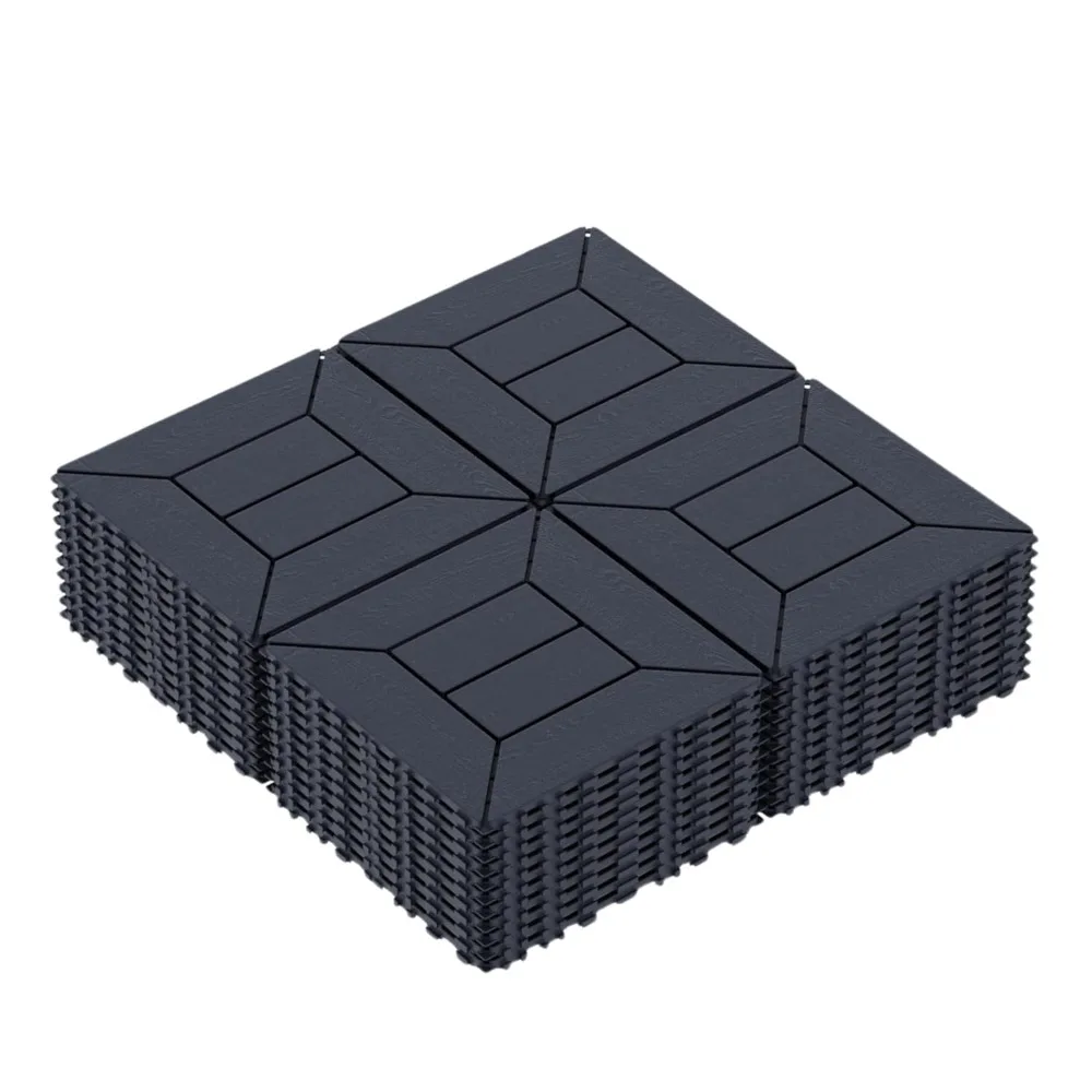 

44 PCS Plastic Interlocking Deck Tiles-12 x12 Waterproof Outdoor Floor Tiles All Weather Use,Non-Slip Patio Floor Decking Tiles