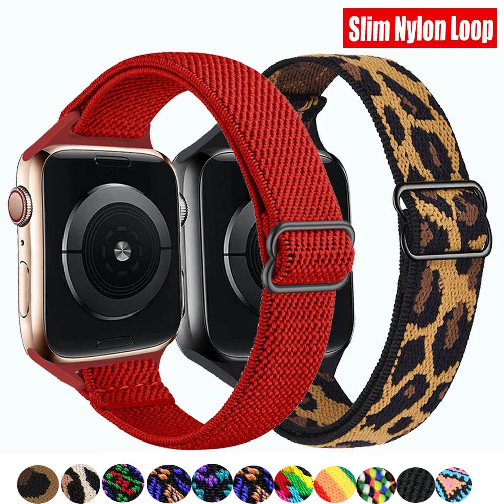 

Scrunchie Strap for Apple watch band 40mm 44mm 38mm 42mm Adjustable Elastic Nylon solo Loop Slim bracelet iWatch 4 5 6 7 se band