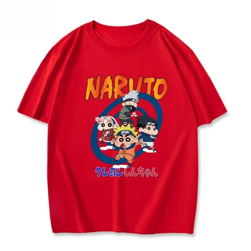 

Children's T-shirt Trendy Brand Miniso Naruto Anime Co Branded Pure Cotton Printed Parent-child Casual Short Sleeved Shirt
