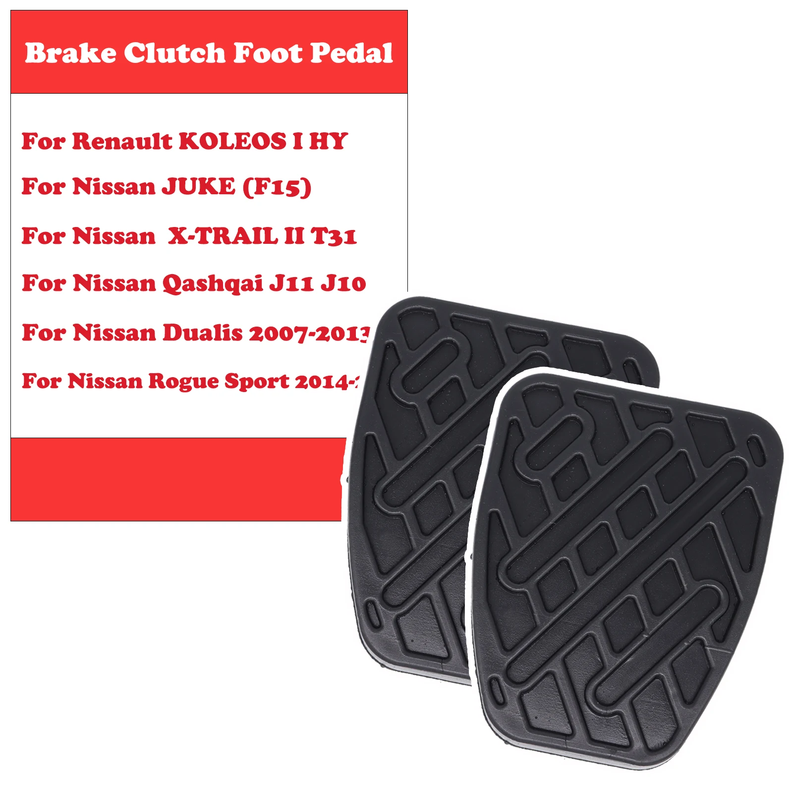 Car Black Rubber Brake Clutch Foot Pedal Pad Covers For Renault KOLEOS I HY 46531JD00A 2008 2009 2010 2011 2012 2013 2014 2015