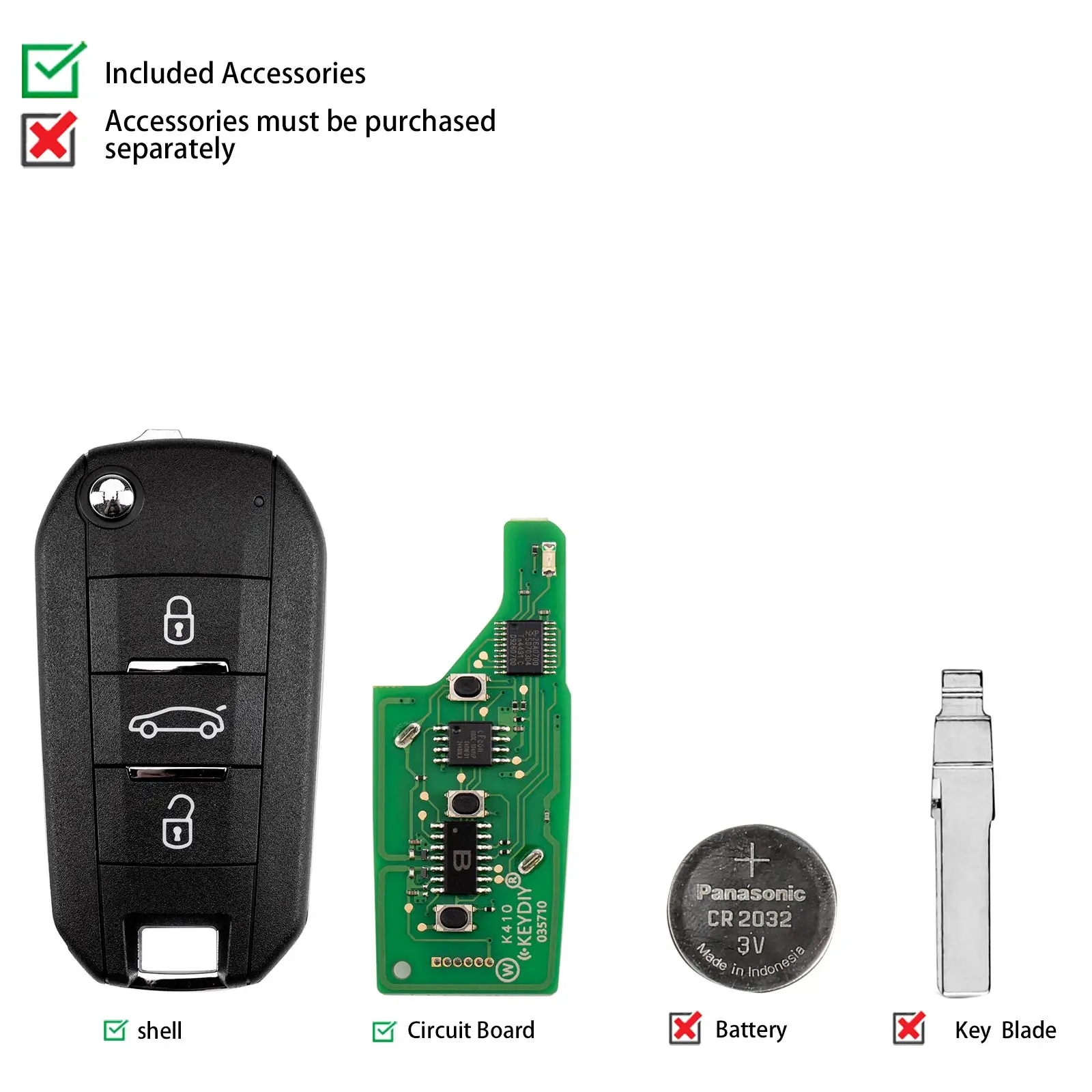 KEYDIY KD NB47-3 Universal Flip Remote Key 3 Buttons Compatible with Peugeot Type