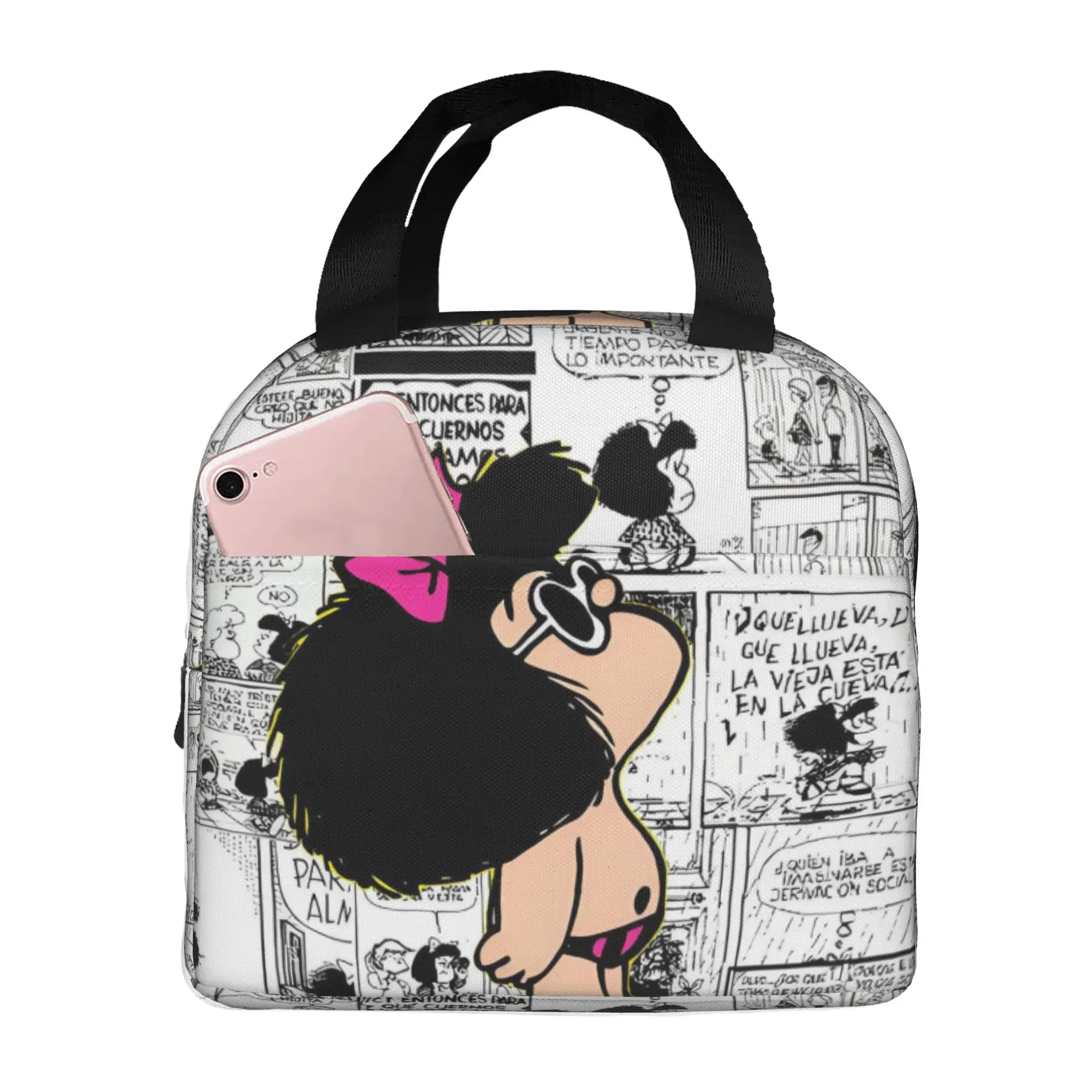 M-Mafaldas Lunch Bag Men Women Quino Manga Warm Cooler Insulated Lunch Box for Adult Office