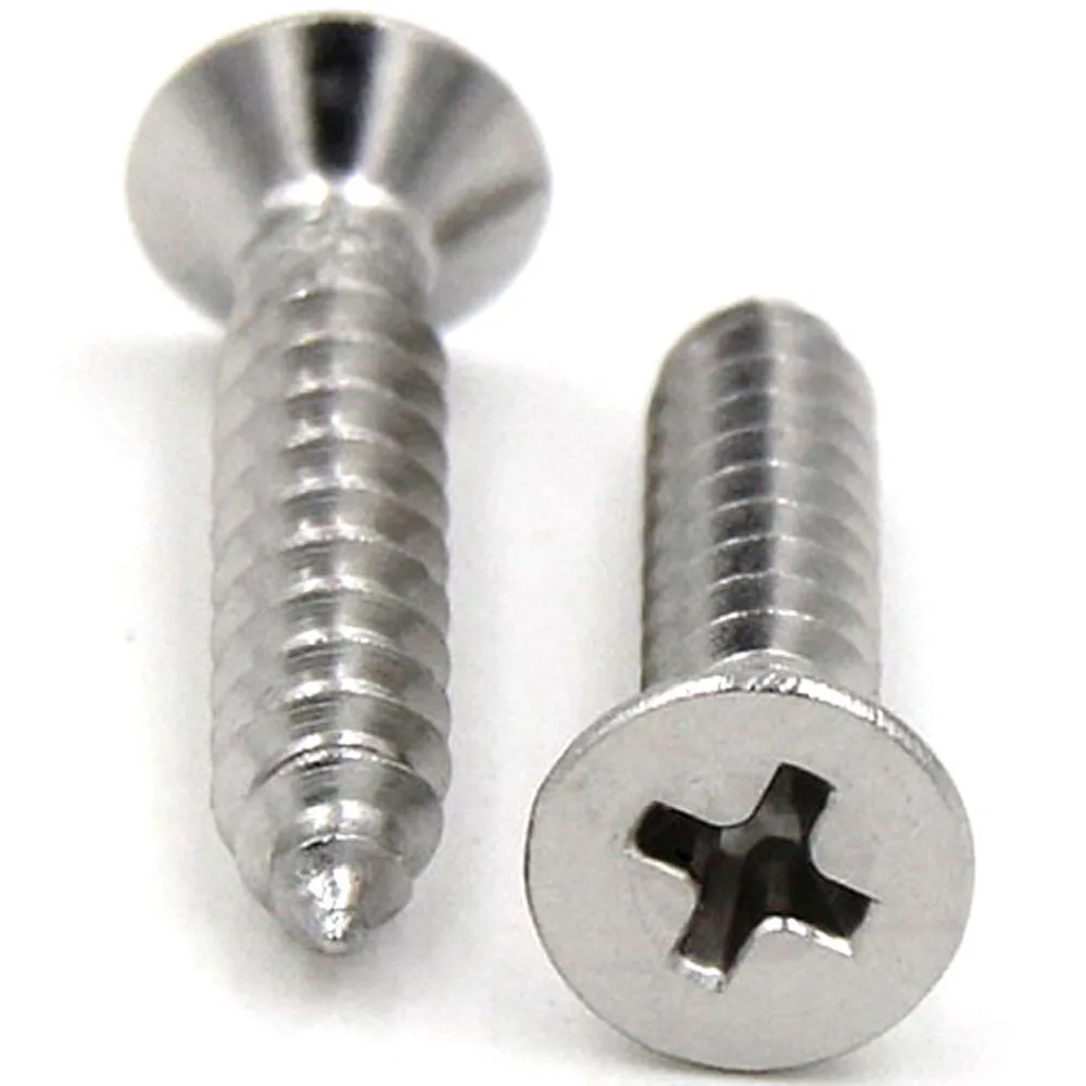 Cross Recessed Countersunk Head Self-Tapping Screws, Phillips Drive, 304/316 Stainless Steel, Sizes M2.2-M6.3 GB846/DIN7982
