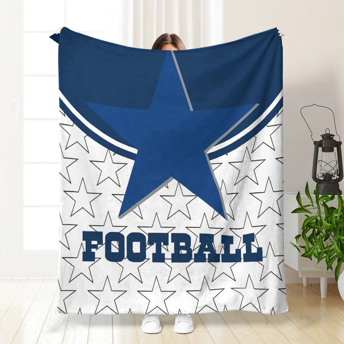 Patterned five-pointed star Printed Blanket for Bed Travel Camping Living Room Office Conditioning Blanket for All Seasons Gifts