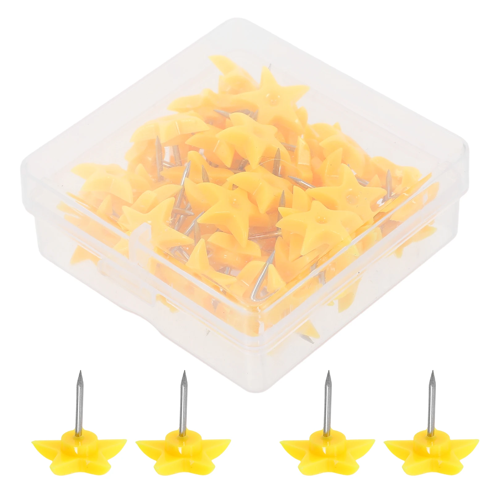 

50pcs Star Thumbtacks Plastic Metal Pins for Cork Boards Bulletin Map Tacks Push Fixing Items Home Office Classroom Use