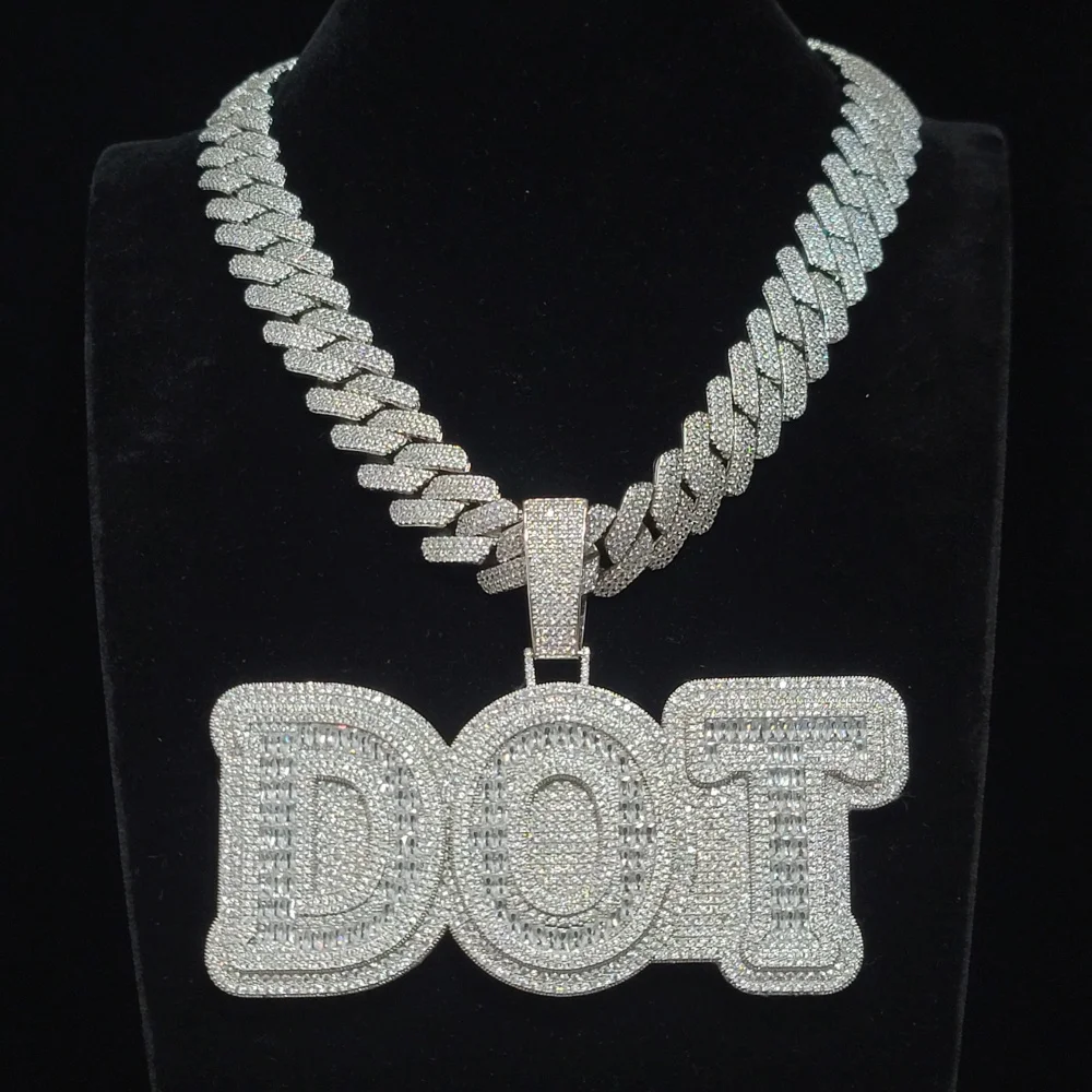 

Custom Personalized Big Letter Pendant Solid Back Laser Engraving Nameplate Necklace Hip Hop Jewelry Iced Out Name Chain Gifts