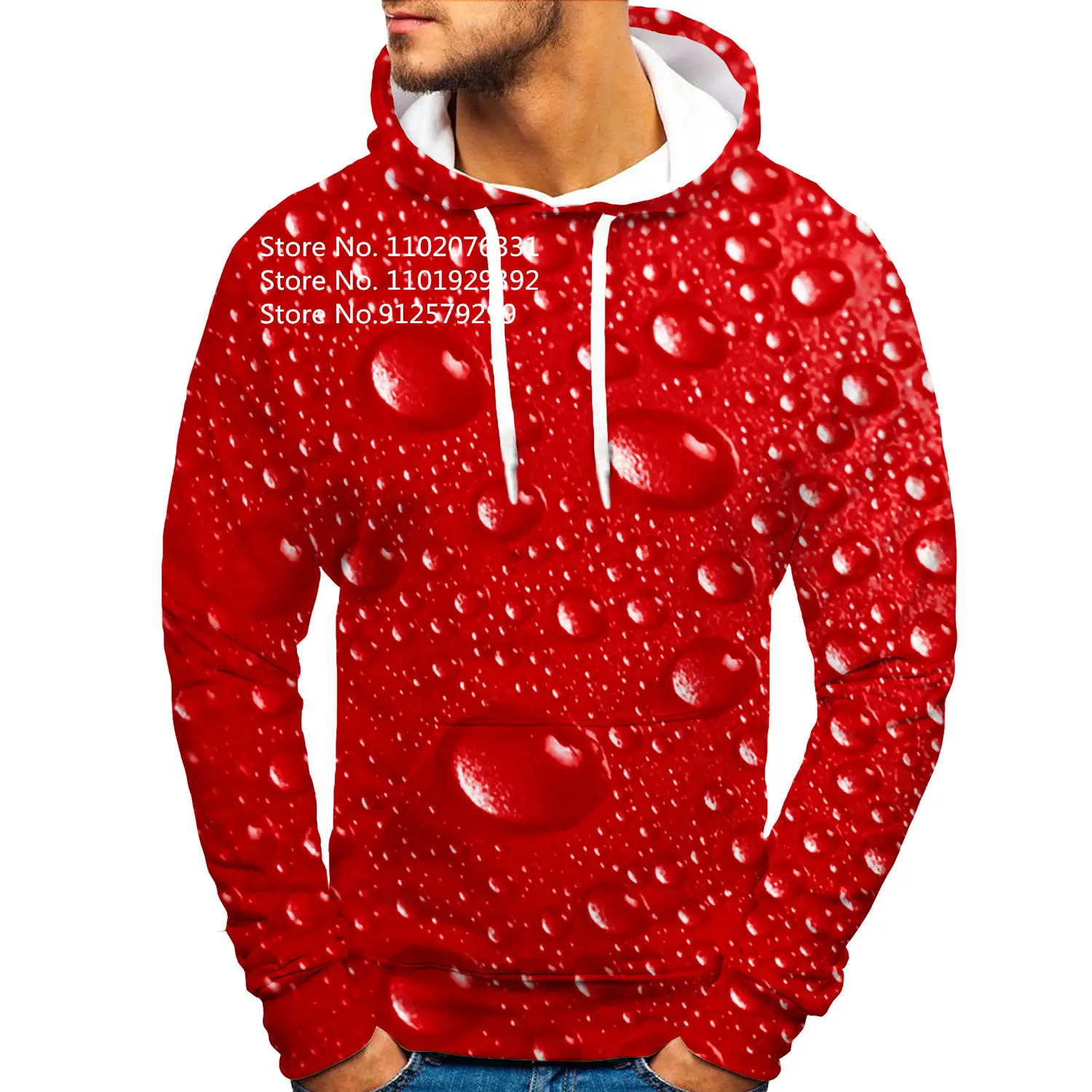 Water Droplet Hooded Sweatshirts Men's Hoodie 3D Printed Pullover Abstract Loose Vintage Clothes