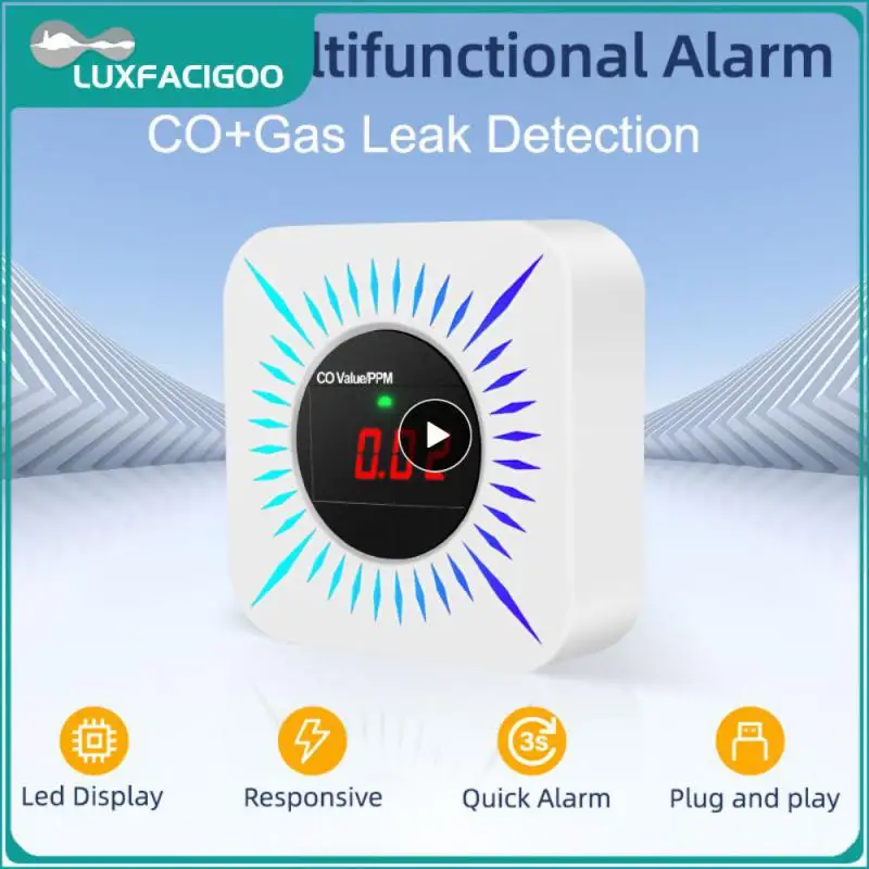 كاشف الغاز ضمان السلامة المتين التكنولوجيا المتقدمة 24/7 مراقبة المنزل الذكي إنذار مشترك لغرفة النوم إنذار سهل الاستخدام