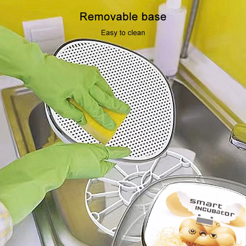 12 Egg Automatic Smart Incubator Digital Control Turner Poultry Hatcher for Chicken Duck Home Use Even Heating Transparent Cover