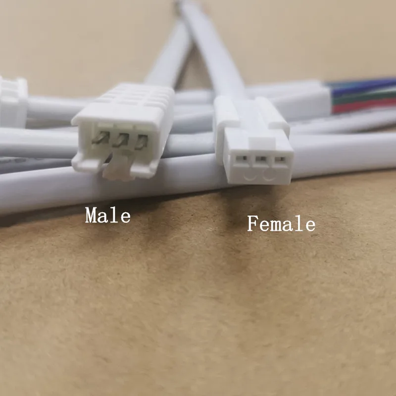 White SM 3pin led connector Male/female SM 3 Pin Plug Connector Wire cable 22AWG 12cm, for Led Light, rectangle connector.SM3Pin