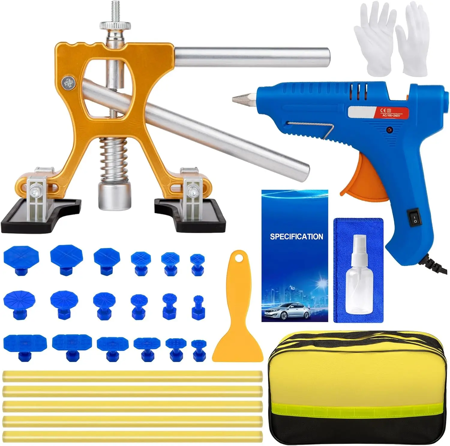 

Car Dent Puller Kit, 31PCS Dent Removal Tool with Adjustable Lifter for Hail Damage Repair