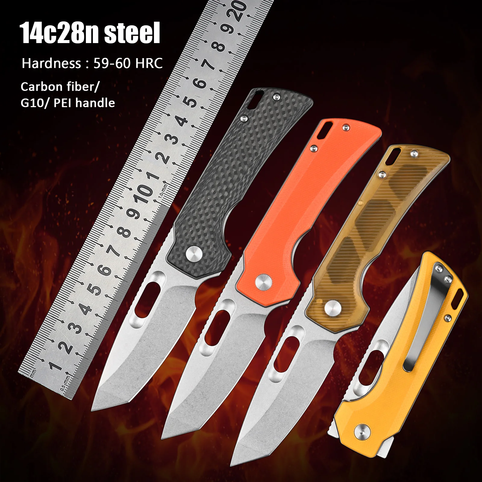 

14c28n Steel Hiking Self Defense EDC Tool Folding Knife Tactical Survival Pocket Knives Camping