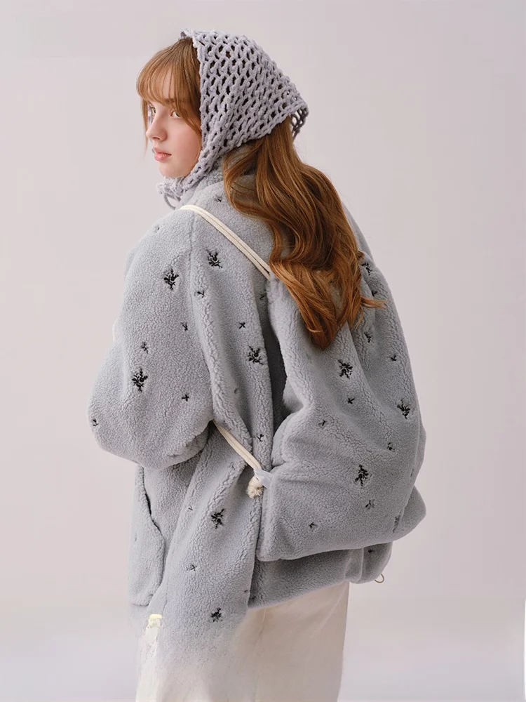 

Moonmoi Fuzzy Flower Field Sweet Soft Coral Fce Dstring Faionable Matching Double oulder Bapa for Ladies