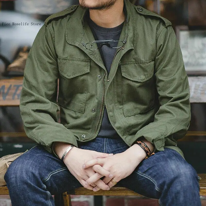 Spring Autumn Workwear American Retro M65 Field Jacket Amikhaki Windbreaker Replica Multi Pocket Workwear Jacket Coat for Men