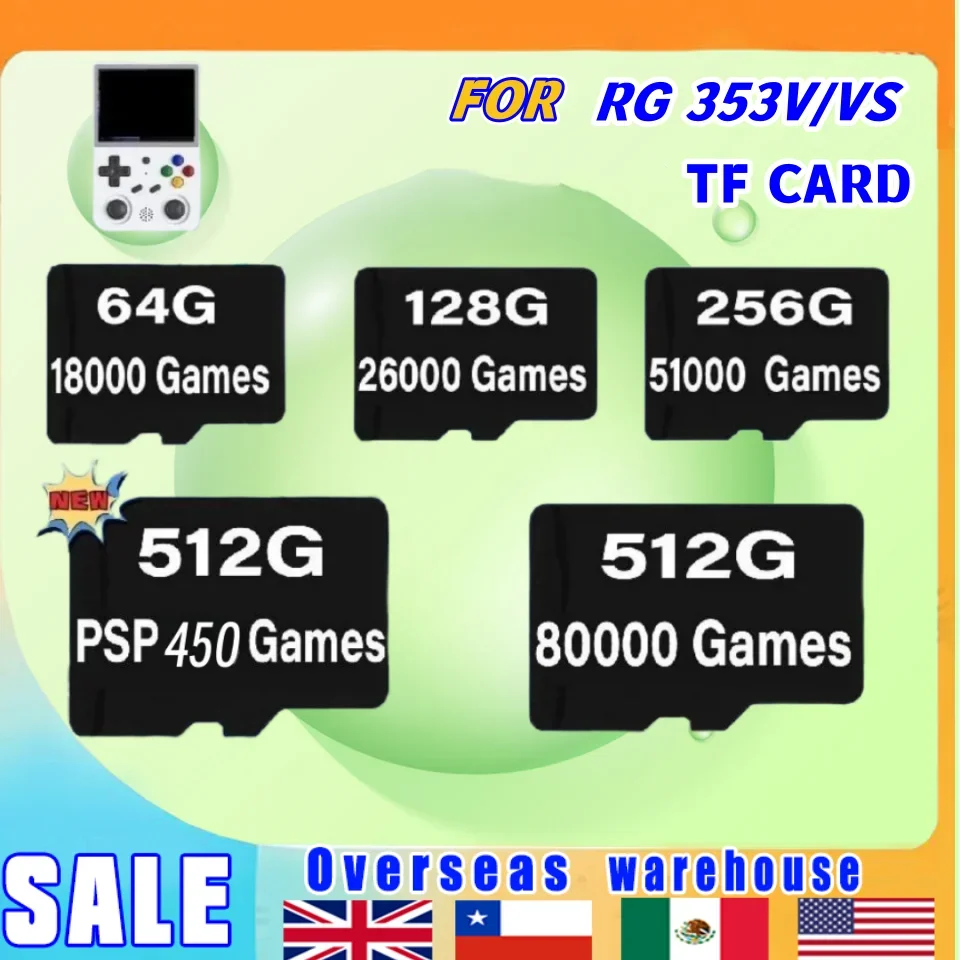 

RG353V RG353VS TF Card ANBERNIC 512G Preloaded Games for Bag Retro Handheld Game Built In 80000 Game 256G 128G 64G 512G 450 PSP