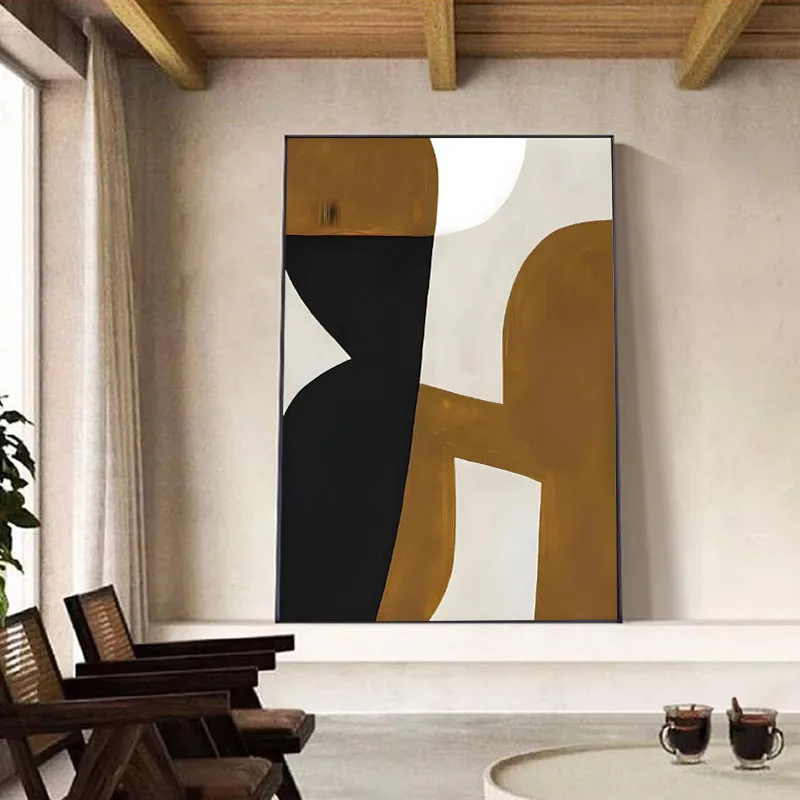 Soft-Tone Geometric Abstract Art Print - Modern Textured Wall Decor for Living Room Hallway, High-Quality Printed Poster, Unfram